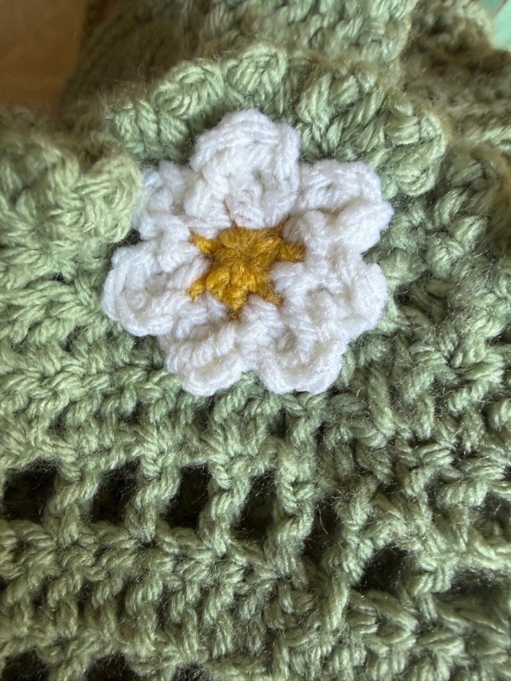 BOHO Coachella crochet sage green halter top & daisy flower purse